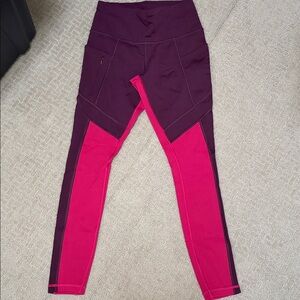 Athleta red maroon pink 7/8 ankle Tight XS pants leggings gym yoga pockets